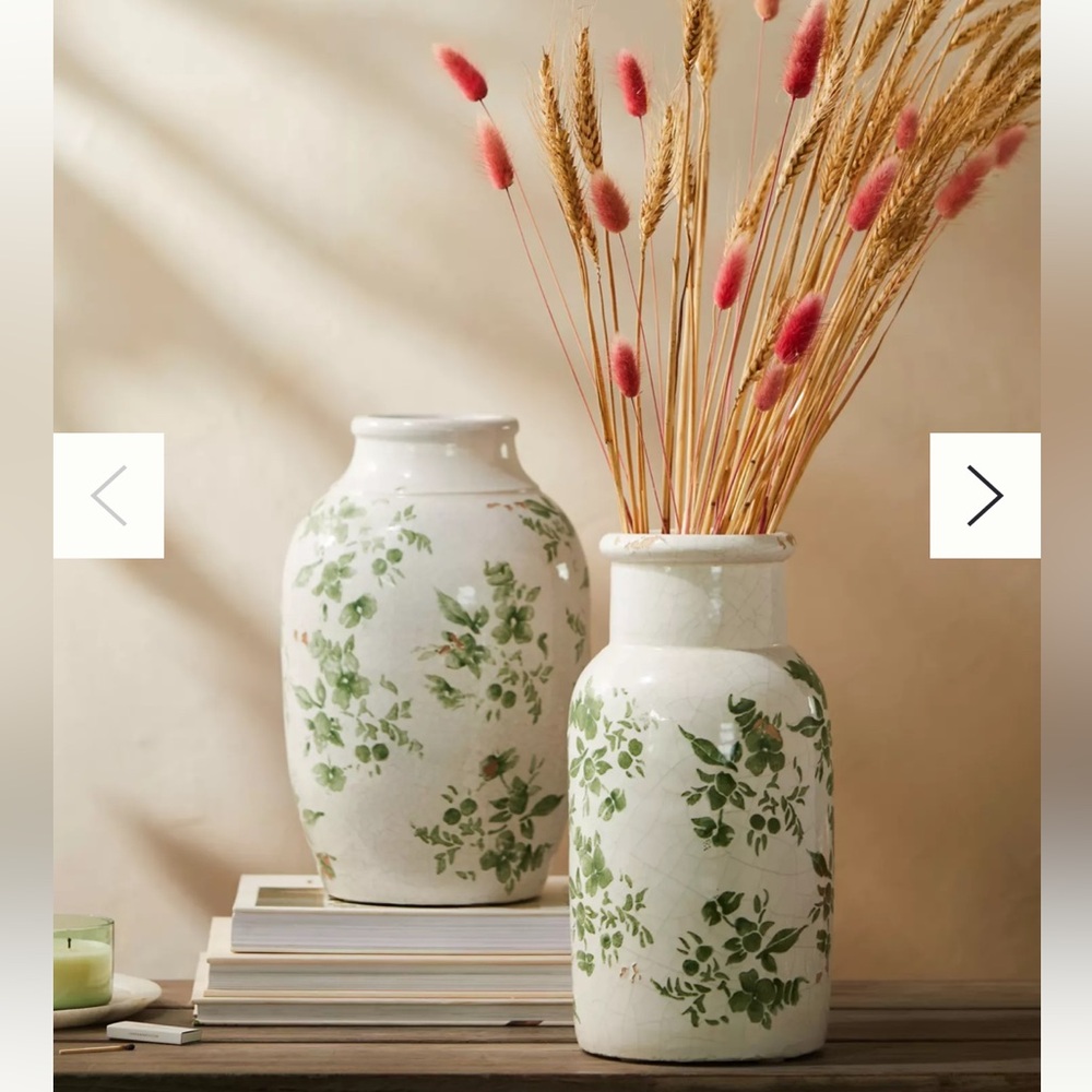 Anthropologie Green Chinoiserie Column Vase - Picture 2 of 10